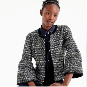 J.Crew Lady Jacket in Sequined Black Tweed, Size 00